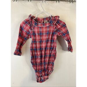 Oshkosh 12m dress with bodysuit red plaid rn#96367‎